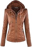 Newbestyle Jacke Damen Lederjacke Frauen Tops Kunstleder Mantel Casual Übergangsoberteil,brown,M