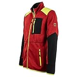 FORSBERG Strickjacke Forst Strickfleece mit Softshell Verstärkung rot neongelb gut sichtbar bequem robust hochwertig, Farbe:rot/gelb, Größe:L