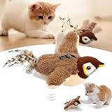 Interaktives Katzenspielzeug Vogel - Fliegender Vogel Katzenspielzeug mit Katzenminze, Elektrisch Katzenspielzeug Vogel Flattern mit Vogelruf, Wiederaufladbar, 3 Vibrationsmodi Katzenspielzeug (Spatz)