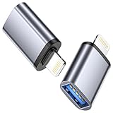 Lightning auf USB Adapter (2Stück), Lightning USB Adapter Handy USB Stick Adapter USB 3.0 OTG Adapter für iPhone 14 13 12 11 Pro Max/iPad Pro/Air, Unterstützt USB-Stick, MIDI-Tastatur, Maus und Kamera