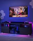 VASAGLE Kailyn Collection - TV-Schrank mit LED-Beleuchtung, Fernsehtisch, TV-ständer für Fernseher bis zu 70 Zoll, mit offenen Ablagen, 2 Schränke mit Türen, 160 cm, für Wohnzimmer, schwarz LTV331T21