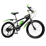 Mqwdxzfes 20 Zoll Kinderfahrrad, 7 Gang City Fahrrad mit Kotflügeln & Höhenverstellbarem Sitz, Mountainbike Geländefähiges Kinderfahrrad Scheibenbremse Bike für Mädchen und Jungen Von 130-150cm, Grün