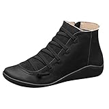 Weite Passform, orthopädische Stiefeletten für Damen, bequem, niedriger Absatz, Lederschuhe, modischer seitlicher Reißverschluss, rutschfeste Stiefeletten, elegante Keilschuhe, Fußgewölbeunterstützung