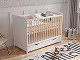 Love For Sleep Babybett Beistellbett 120x60cm mit Schaumstoffmatratze Aloe Vera Weiß-Kiefer Tokyo Kinderbett Baby Bett Holz - Kinderbett Babybett, Mitwachsend Gitterbett Baby Bed