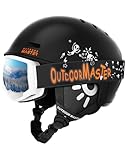 OutdoorMaster Kinder Skihelm & Skibrillenset, Snowboardhelm, Robuste PC-Schale & EPS-Schaum, Skihelm mit 12 Belüftungsöffnungen, Verstellbarer Helm, Sicherheitszertifizierte Helme für Jungen & Mädchen