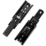 Prmape 2 Stück Schubladenschienen 100mm, Schubladen Auszugsschienen 10cm, 3 Falten Teleskopauszug Schublade, Schubladen Scharniere Vollauszug 185mm, Schwere Tragfähigkeit von 45 KG