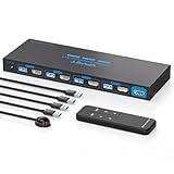 AILVLVNG HDMI KVM Switch 4 PC 1 Monitore USB 3.0 4K@60Hz Simulation EDID KVM-Switches 4X1 Für 4 Computer die Sich 1 Monitor und 4 USB 3.0 Ports, Maus, Drucker mit 4 USB 3.0 Kabeln und Mini Controller