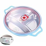 HYRYC Mikrowellen Teller 1300 ml Mikrowellengeschirr mit Deckel 22CM Mikrowellenteller für Mikrowelle und Frosten Übriger Speisen mit 3 Fach Aufteilung Deckel mit Belüftung BPA Frei (Blau)