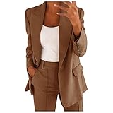 Generisch 2026 Damen Elegant Sportlich Sommer Taillierte Jacke Anzugjacke Business Oversize Elegant Frühling Dünn Übergangsjacke Jacke Kurzblazer Mantel Damen Outdoor (Coffee, XXXXXL)