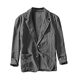 Leinenjacke für Herren, Freizeitanzugjacke, Sommerjacke für Herren, lässig, lockere Passform, modischer Blazer, langärmelig, ungefüttert, Anzugjacken