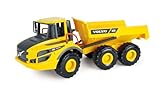 Lena 4616 Worxx Knickgelenkkipper Volvo A25G, Kipplaster aus ABS Kunststoff mit Gummireifen und Stahlachsen, Baufahrzeug mit Knicklenkung, Spielzeugkipper für Kinder ab 3 Jahren, LKW Gelb, Schwarz