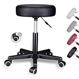 Zedelmaier Rollhocker höhenverstellbar, Bürohocker mit Gummirollen, 360° drehbar Hocker mit Rollen & 10 cm Polsterung, Sitzhocker Werkstatt, Drehhocker ergonomisch, Sitzhöhe 44–58 cm, Schwarz