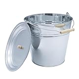 Zinkeimer mit Deckel 12 Liter - Ascheeimer Blech Eimer Dekoeimer - Pflanzkübel Blumenkübel