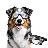 NAMSAN Sonnenbrillen für Hunde Einstellbar Hundebrille Wasserdicht Winddicht UV-Schutz Brille Hund für Mittel/Gross Hunde-Klar