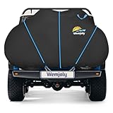 Fahrradabdeckung für Transport von 2 Fahrrädern - Wemjaly 900D Fahrradhülle Heckträger Wasserdichtes&Heavy Duty, PU Beschichtung Fahrradplane, mit 6M Seil/Windschutz-Schnallen/Aufbewahrungstasche