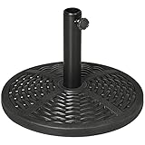 Outsunny Sonnenschirmständer aus Beton, Schirmständer mit Stahlrohr, Rund Schirmhalter, Schirmgewicht, Ständer für Sonnenschirm Ø38/48 mm, für Balkon, Terasse, Garten, Schwarz