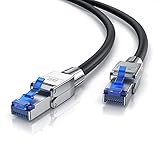 CSL - 10m Cat 8 LAN Kabel Netzwerkkabel - Glasfaser Hochgeschwindigkeit 40 Gbit/s 2000 MHz Ethernet Patch Kabel - 8.1 Feldkonfektionierbare RJ45 Stecker - 10 Meter Schwarz