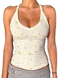Danysu Tank Top Damen BH Hemd Sexy Sommer Tops für Damen Tanktops Frauen Y2K Basic Top Mit Integriertem BH Ringelblume M
