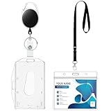 Fhlbestyu 1/2 Satz Kartenhülle mit Lanyards, Ausweishalter Transparente und Wasserdichte, Ausweishülle Ausweisclip Kartenhalter Schlüsselanhänger, Work ID, Studentenausweis, Büro Schlüsselband