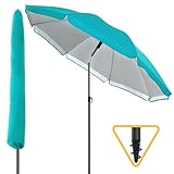 Menz Sonnenschirm Strand Ø 180 cm, Fb. Türkis - UPF 50+ Strandschirm, Strandschirm windfest stabil für funktionalen Sonnenschutz Strand, Sonnenschirm mit Schutzhülle
