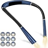HondoKet Hals Leselampe Buch, Wiederaufladbare LED Buchlampe zum Lesen im Bett, 3 Farben Augenschutzmodi, Blau