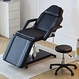 LSBIKE Hydraulische Kosmetikliege mit Hocker – 360° drehbare, verstellbare Massageliege mit abnehmbaren Armlehnen & Kopfstütze – Kosmetikstuhl Set für Spa, Tattoo, Gesichtspflege