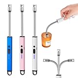 Lichtbogen Stabfeuerzeug USB Aufladbar Elektrisches Feuerzeug Lang Sicherheitsschloss Tragbare Winddichte Flammenlose für Yankee Kerzen, Grill, Herd, Camping, Kamin, 3 Stück