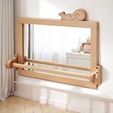 HI BABY MONMENT Montessori Spiegel mit Stange, abnehmbarer Holzrahmen, bruchsichere Wandhalterung, Babyspiegel