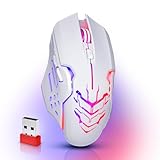 Defender® Katana Kabellose Gaming Maus - Geräuschlose Klicks - 5 programmierbare Tasten - RGB-Beleuchtung(On/Off) - bis zu 240 hrs Akkulaufzeit - Wireless Gamer Maus für PC, Mac, Laptop