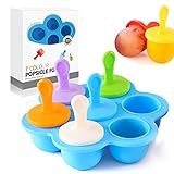 Eisformen Silikon,Eisformen Kinder,7 Mulden Eisform mit Kunststoffstäbchen,Eis am Stiel Formen,Kleine Eisbehälter,Eis Formen für Stieleis,Stieleisformer BPA Frei (Blau)