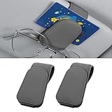 2 Stück Brillenhalter für Auto Sonnenblende, Brillenhalter für Auto, Sonnenbrillenhalter Auto, Magnetische Auto Visier Brillenhalter,Sonnenbrillen Halterung/Ticket-Kartenclip (Elegantes Grau)