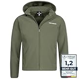 Kirkjubøur® Hestur Herren SOFTSHELLjacke 10.000 mm Wassersäule mit Kapuze und Fleecefutter, atmungsaktiv und wasserabweisend mit Stehkragen, Outdoor (as3, alpha, 3x_l, regular, regular, Grün)