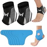 Rbleote Sprunggelenkbandage, 2 Stück Bandage Sprunggelenk mit 6 Stück Precut Kinesiotapes,Unisex Knöchel-Bandage für Sprunggelenk- Sport- Fußball -Knöchel Gegen Umknicken (Schwarz)