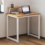 SogesHome Computertisch 80 cm Schreibtisch Arbeitstisch mit Speicherplatine Bürotisch für PC und Laptop aus Holz und Metall