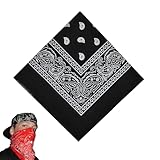 Bandana Herren Damen Unisex - Kopftuch, Halstuch, Tuch Bindetuch - Schwarz Mit Paisley Muster - Für Haar, Schal, Headwear (55 X 55 Cm)
