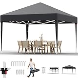 JUMMICO Pavillon Faltpavillon 3x3,Pavillion Höhenverstellbar Stabil Wasserdicht Winterfest,Pop-Up Gartenpavillon UV Schutz 50+ Faltzelt für Garten, Innenhof, Camping,Gazebo Grau