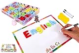 Magnetische Buchstaben und Zahlen,Das komplette Set: 104 Buchstaben und 10 Zahlen sowie 7 Symbole,Kühlschrankmagneten,Beinhaltet 1 Boxen, Magnettafel, Stifte und Löschschwamm