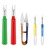 4 Stück Nahttrenner,Saumtrenner Seam Ripper Set mit Schutzkappe,Groß/Klein Nähen Nahtauftrenner Kommt mit Trimmschere für Nähte