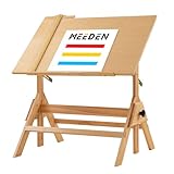 MEEDEN Holz-Zeichentisch, Künstler-Schreibtisch, 90 x 60cm Schreib-Studio-Schreibtisch, Kunsthandwerkstisch mit Verstellbarer Höhe, Mal-Tisch für Kunstwerke, Grafikdesign, Lesen