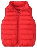 Happy Cherry Kinder Winterweste Gefütterte Stehkragen Weste Winddicht Ärmellose Jacke Baby Warme Steppweste Hersteller 150/DE Größe 140-146-Rot