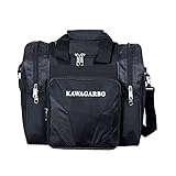 Kawagarbo Bowling-Tasche für Einzelball – Einzelball-Tragetasche mit gepolstertem Ballhalter – passend für ein einzelnes Paar Bowlingschuhe bis Herrengröße 4 (schwarz)