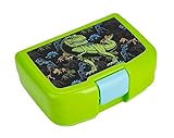 P:os 35298 - Cool Kids Brotdose für Kinder mit Dino-Motiv, Lunchbox aus Kunststoff mit einem Fach und Clipverschluss, Vesperdose für Kindergarten, Schule und Freizeit