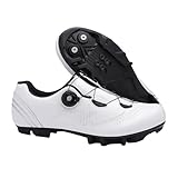 Surwin Einfarbig Fahrradschuhe Herren Damen, Atmungsaktive MTB Schuhe Herren rutschfest Fahrradschuhe, Tragbares Schwenkdesign MTB Schuhe Sports & Outdoor Shoes (Weiß,45)