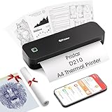 Pristar D210 Thermodrucker A4, Tragbarer Drucker Kompatibel mit iOS/Android und Laptops, Mobiler Drucker A4 für Unterwegs, Büro, Auto, Schule, Zuhause, Bluetooth Thermodrucker Tattoo, Schwarz