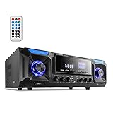 Power Amplifier Bluetooth, Moukey 5.0 Karaoke Audio Leistungsverstärker Spitzenleistung 300 W Heimkino-Stereoempfänger USB, SD, FM, 2 Mikrofon-Echo, Cinch, LED für Studio, Heimgebrauch -MAMP7