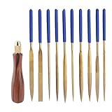 Olishing-Feilen-Set Kuuleyn, 11-teiliges Set, Metallfeile und runder Griff, diamantbeschichtete Feilen zum Polieren und Schleifen von Glas, Stein und Kunststoff