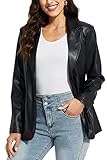Fahsyee Damen Kunstleder Blazer Lederjacke Jacken Schwarze Vintage Moto Biker Jacke Motorradstil Vegane Größen XXL