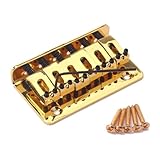HONITANO Saitige Metallbrücke Feste Sattelbrücke für Gitarre und Ukulele Goldfarbene Ersatzbrücke Langlebiges Metallmaterial Einfach zu Montieren Kompatibel mit Standard Instrumenten