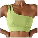 Sport BH Damen Starker Halt One Shoulder Yoga BHS Ohne Bügel Sports Bralette Damen mit Rückenfrei Design Seamless Gerippt Bra mit Gepolstert Büstenhalter Tanktops Bustier für Joggen Alltag