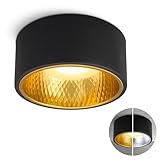 SSC-LUXon OLINO Aufbaustrahler schwarz gold rund mit wechselbare Optik - Deckenlampe Spot warmweiß mit LED Lampe GX53 230 Volt